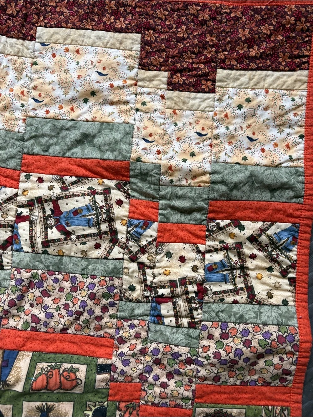 Handmade Orange Pumpkin Patch Quilted Wall Hanging/ Table Runner